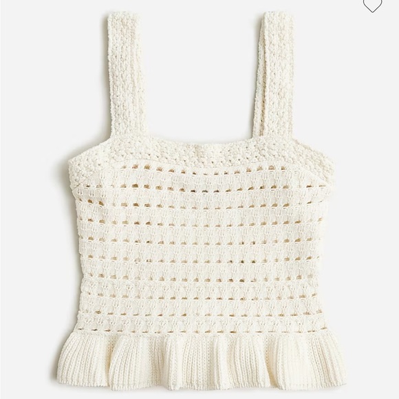 New J. Crew Crochet Ruffle Sweater Tank Top Ivory Size XS Fitted - Picture 2 of 10